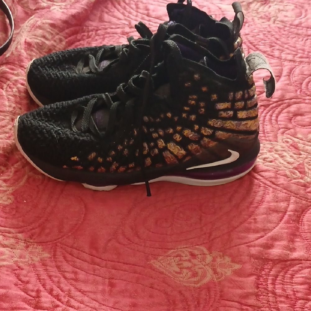 LeBron 17 Black and Gold Athletic Sneakers